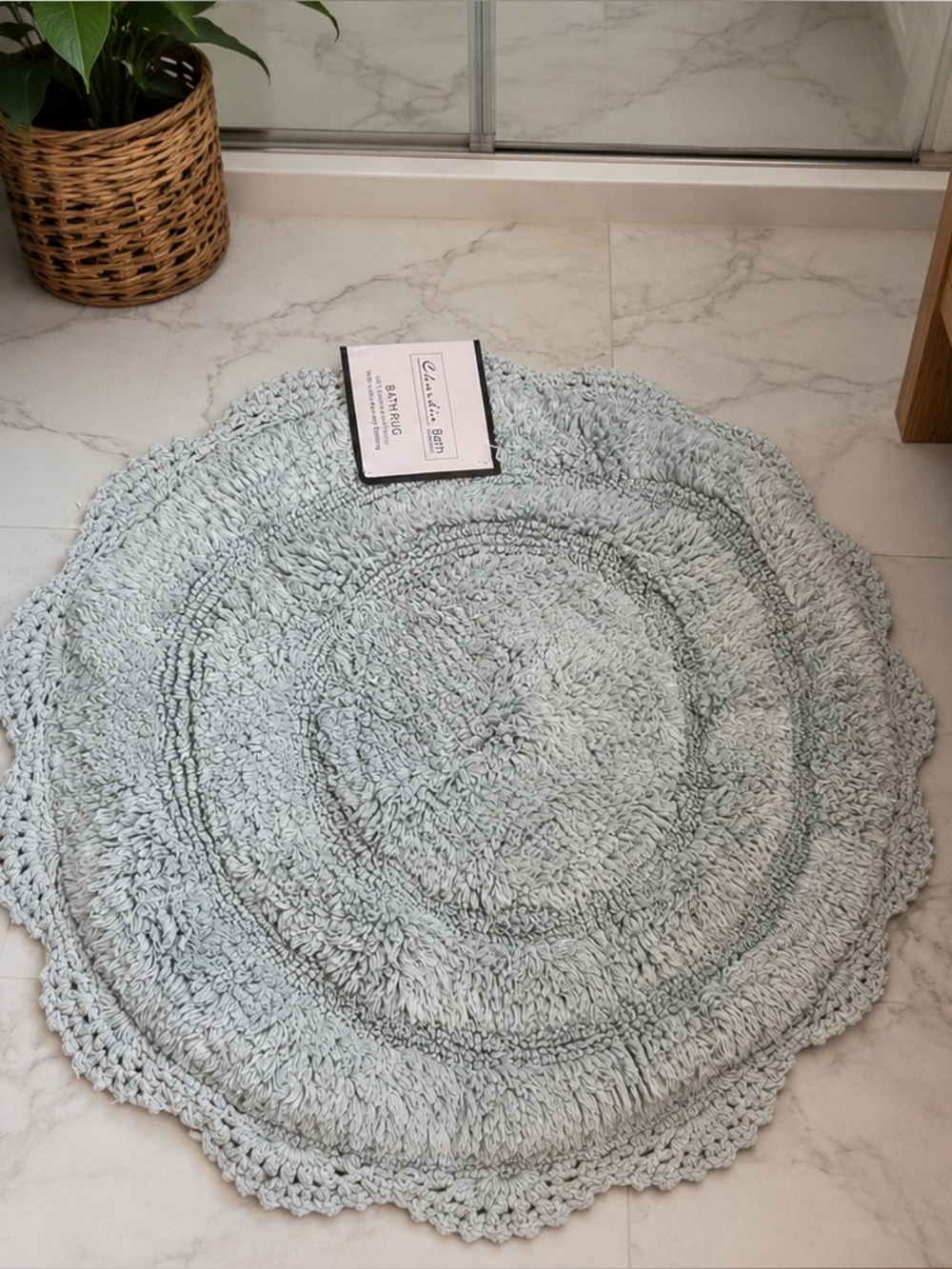 Chardin bath collection bath rug hundred percent cotton anti-slip backing 24x24”